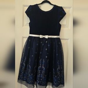 Jona Michelle Navy and Silver Embroidered Dress